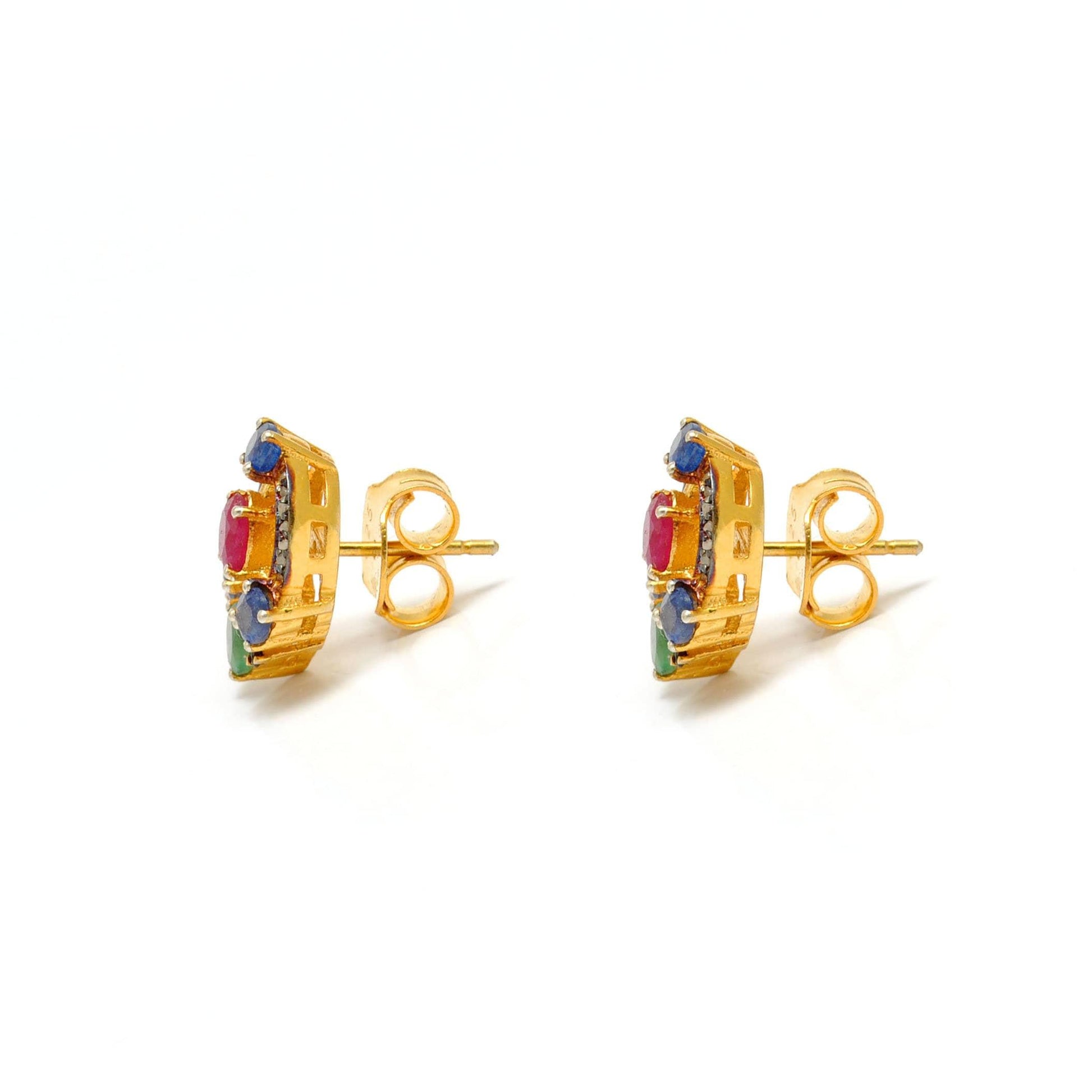 Multi Stone Ruby Emerald Sapphire Earring - Kanika Creations