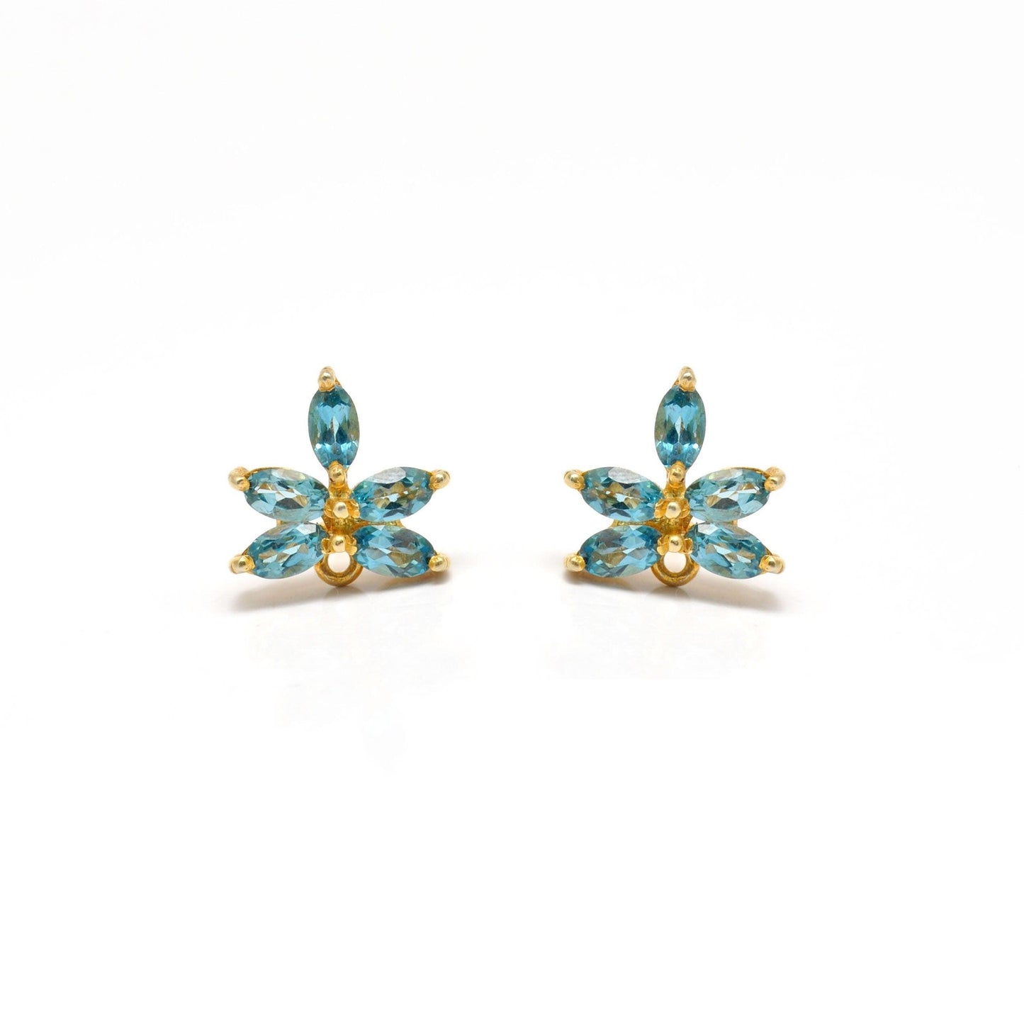 Natural Blue Topaz Stud Earring Silver Jewelry - Kanika Creations