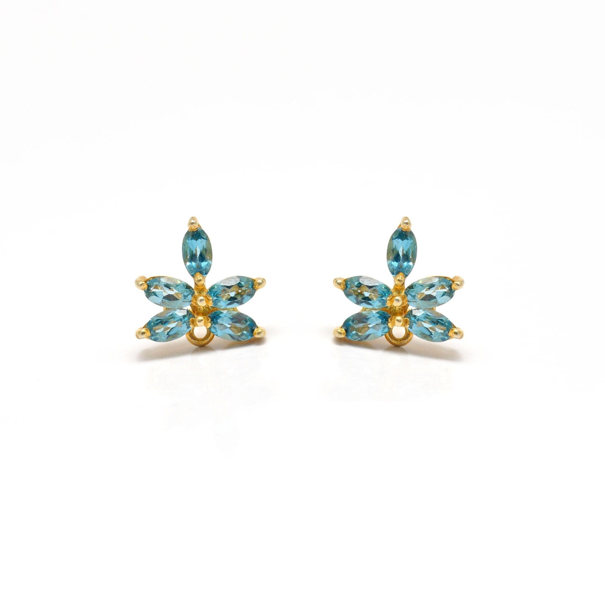 Natural Blue Topaz Stud Earring Silver Jewelry - Kanika Creations