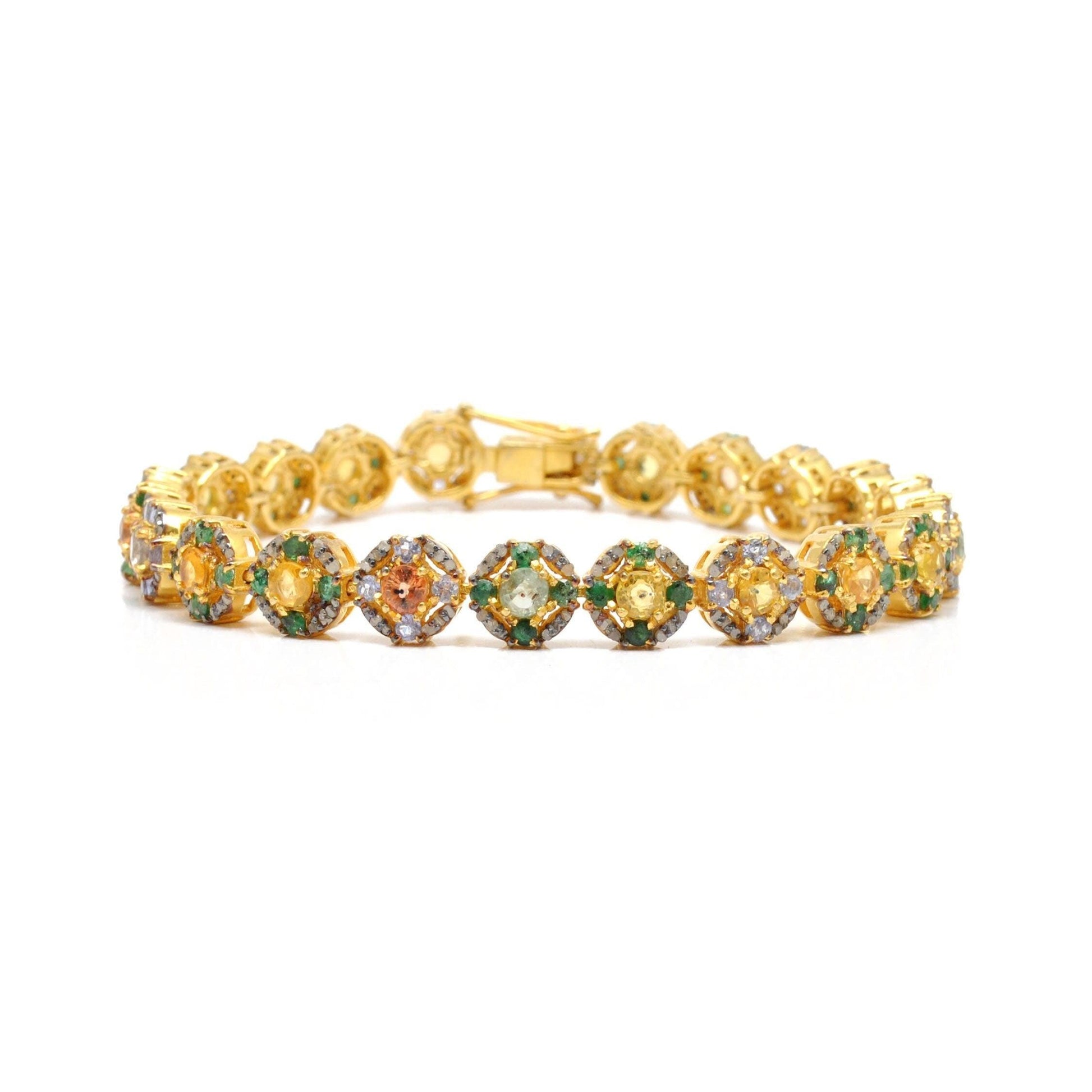 Victorian Diamond Multi Stone Silver Bracelet - Kanika Creations
