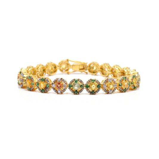 Victorian Diamond Multi Stone Silver Bracelet - Kanika Creations