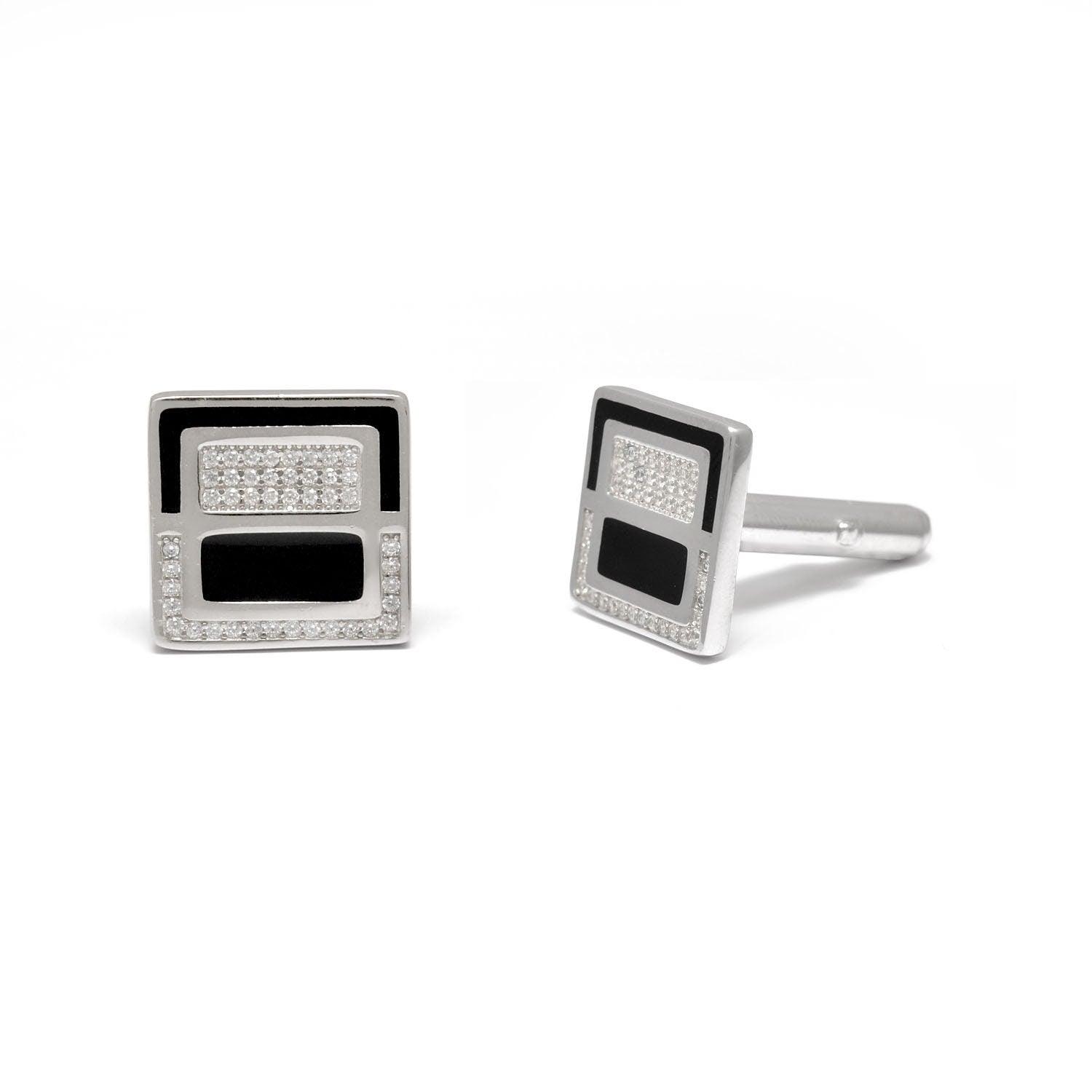 925 Sterling Silver Cufflinks with CZ Stones - Kanika Creations