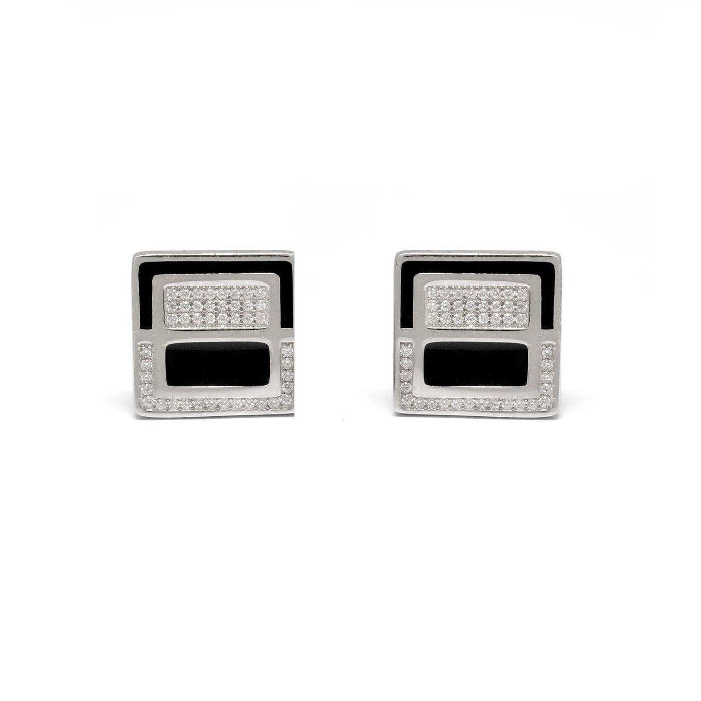 Sterling Silver Cufflinks with CZ Stones - Kanika Creations