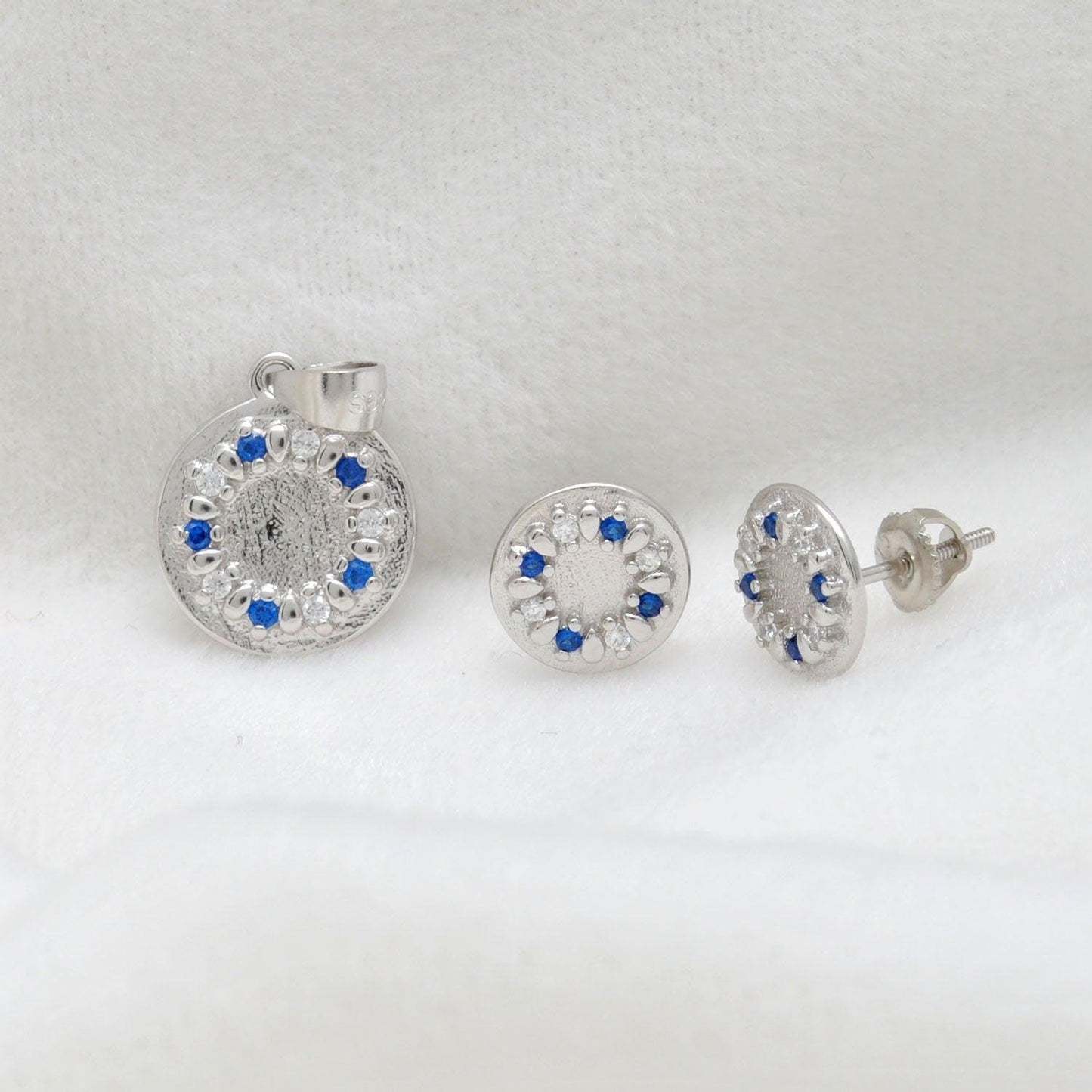 Cubic Zirconia Silver Jewelry Set Cz Pendant Earring Jewelry Set - Kanika Creations