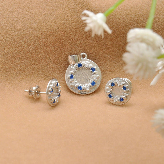 Cubic Zirconia Silver Jewelry Set Cz Pendant Earring Jewelry Set - Kanika Creations
