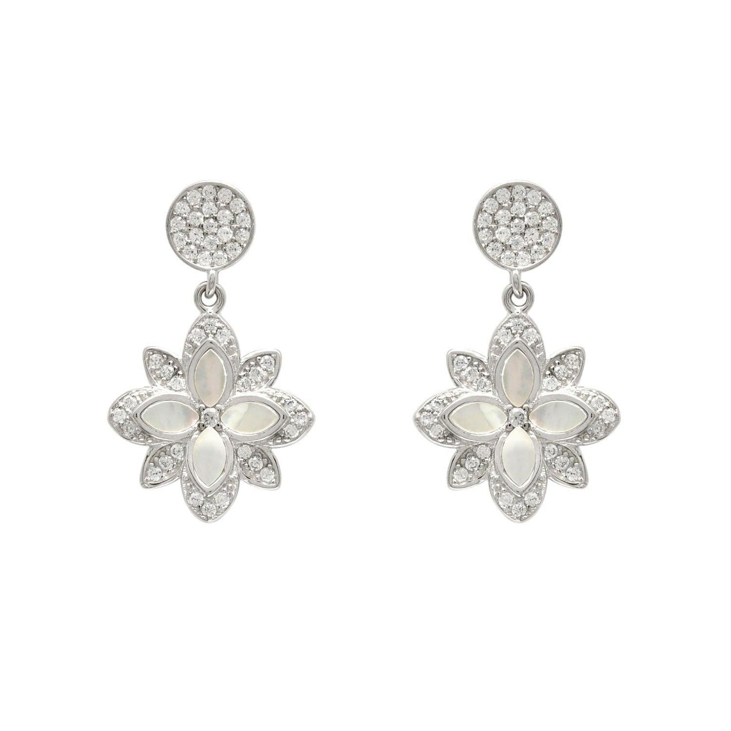 CZ Mother of Pearl Jewelry Set – Elegant Earrings & Pendant - Kanika Creations