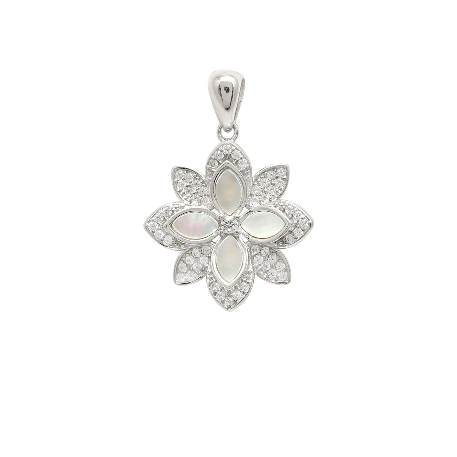 CZ Mother of Pearl Jewelry Set – Elegant Earrings & Pendant - Kanika Creations
