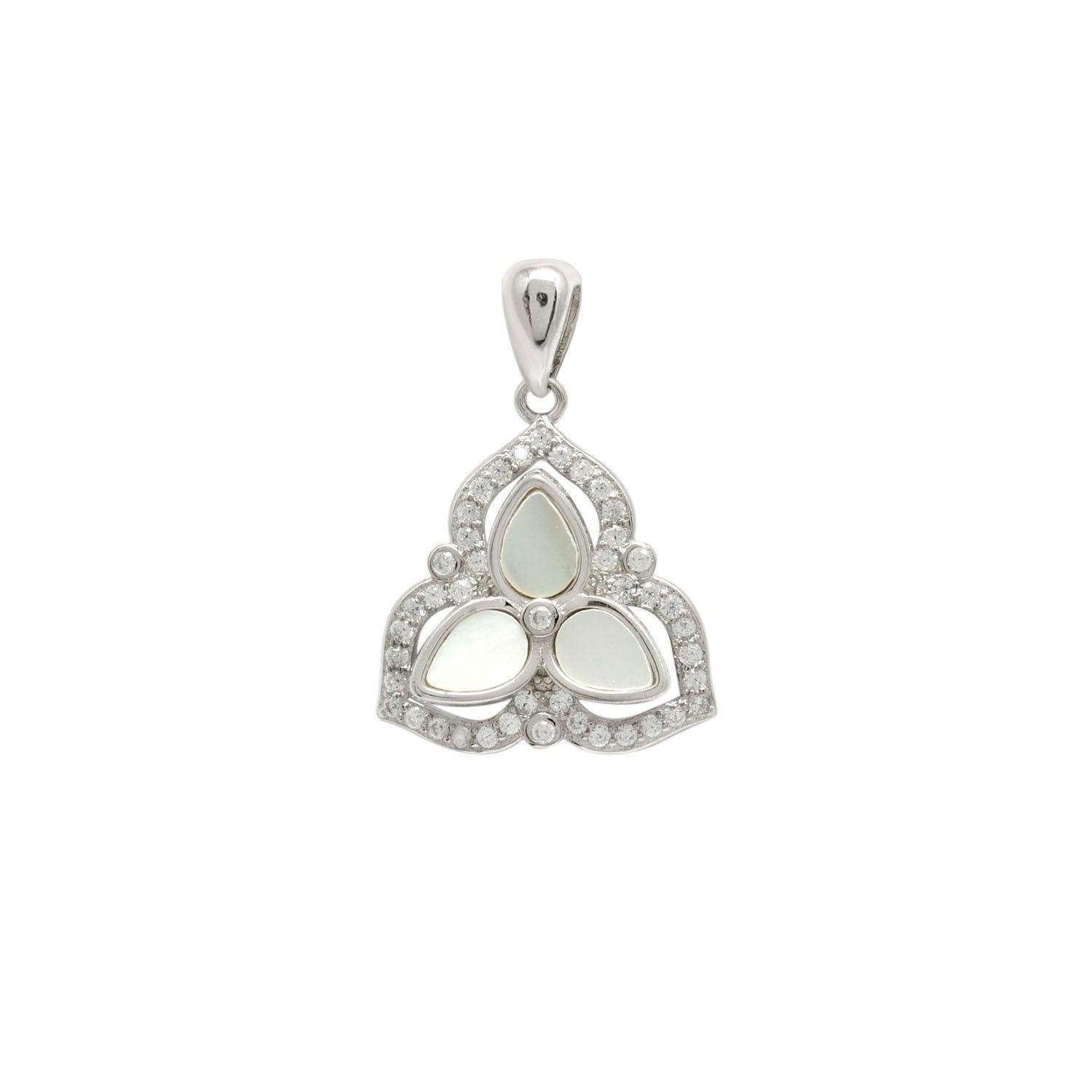 Sterling Silver Mother of Pearl & Cubic Zirconia Pendant - Kanika Creations