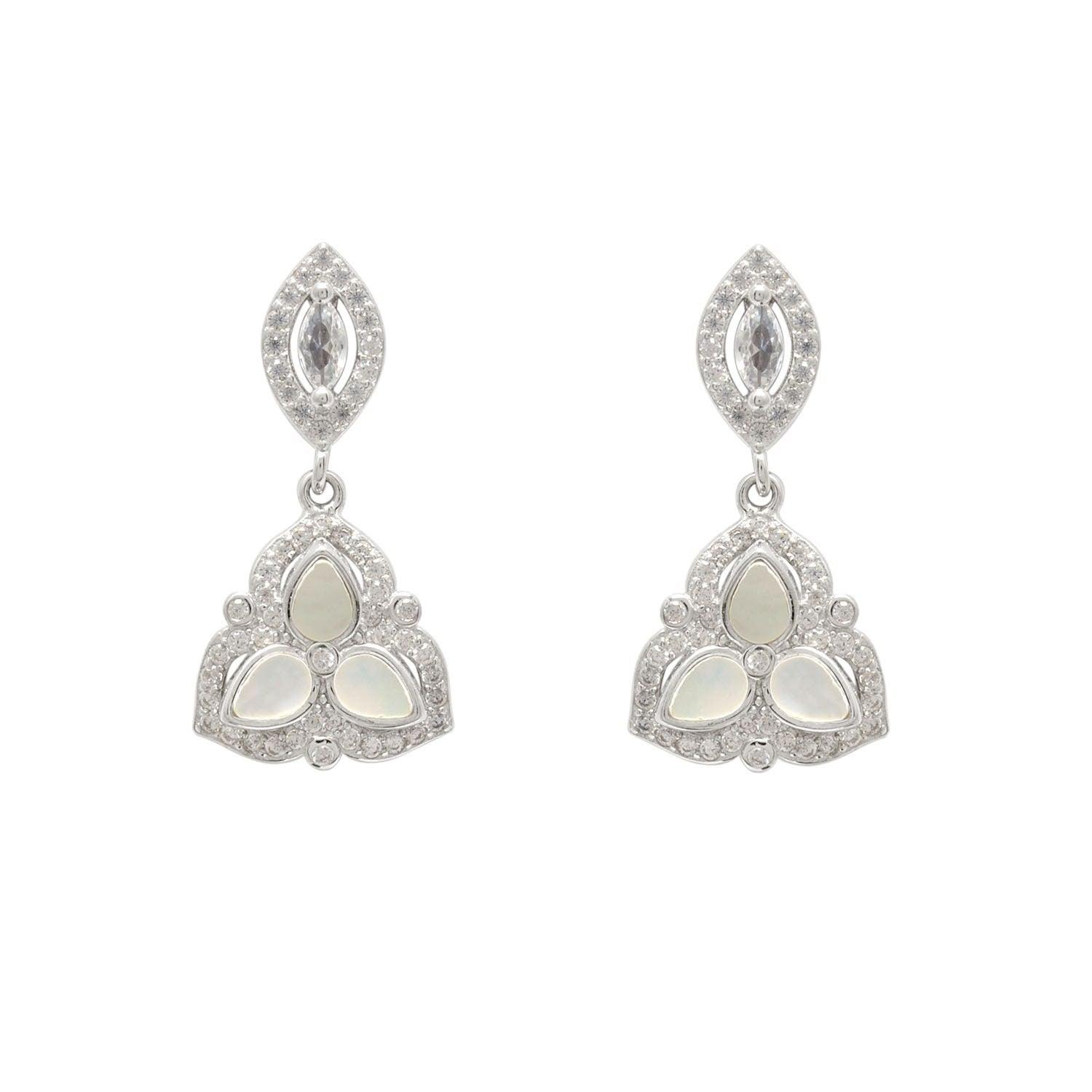Sterling Silver Mother of Pearl & Cubic Zirconia Pendant - Kanika Creations