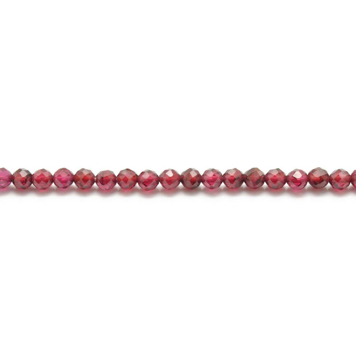 Natural Red Garnet Faceted Round Beads 12.5" Strand - Kanika Creations