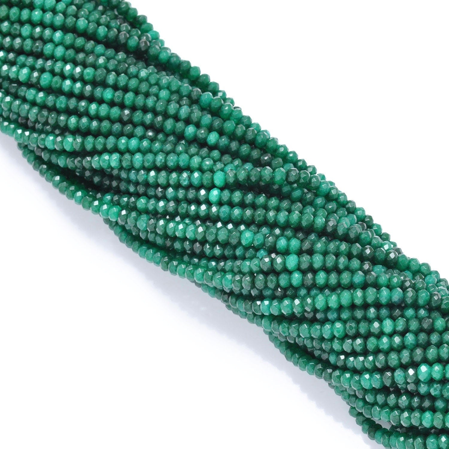 Green Quartz Faceted Rondelle Gemstone Beads 13" Strand - Kanika Creations