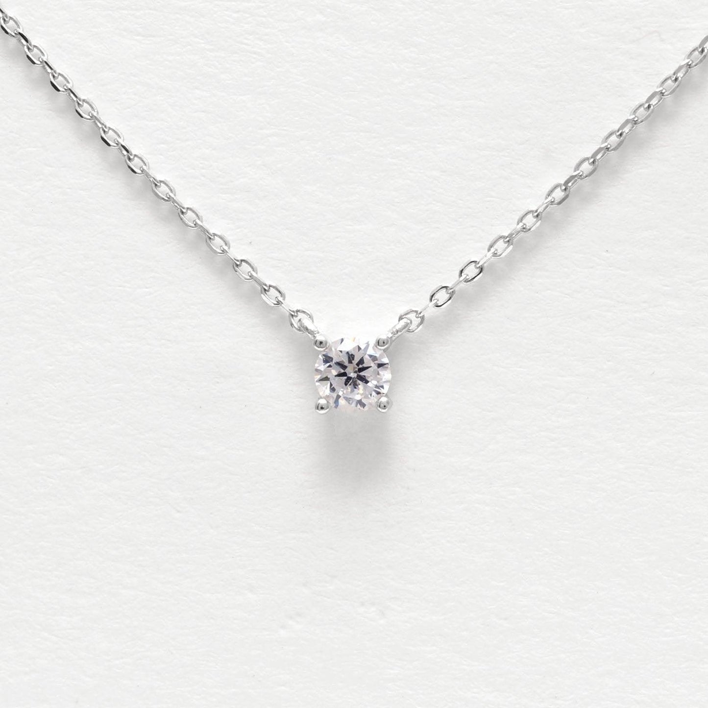 Cubic Zirconia Solitaire Silver Necklace Gift For Her - Kanika Creations