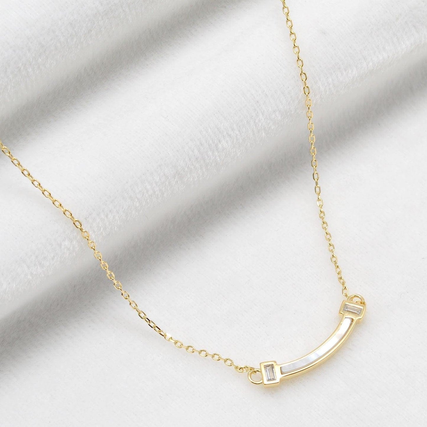 Dainty Bar Pearl CZ Bezel Bar Necklace - Gift For Mom - Kanika Creations
