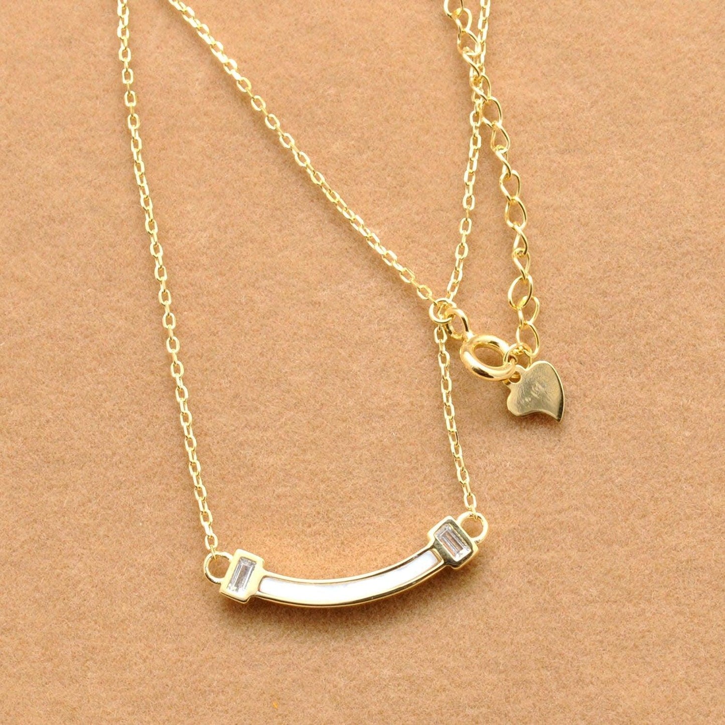 Dainty Bar Pearl CZ Bezel Bar Necklace - Gift For Mom - Kanika Creations