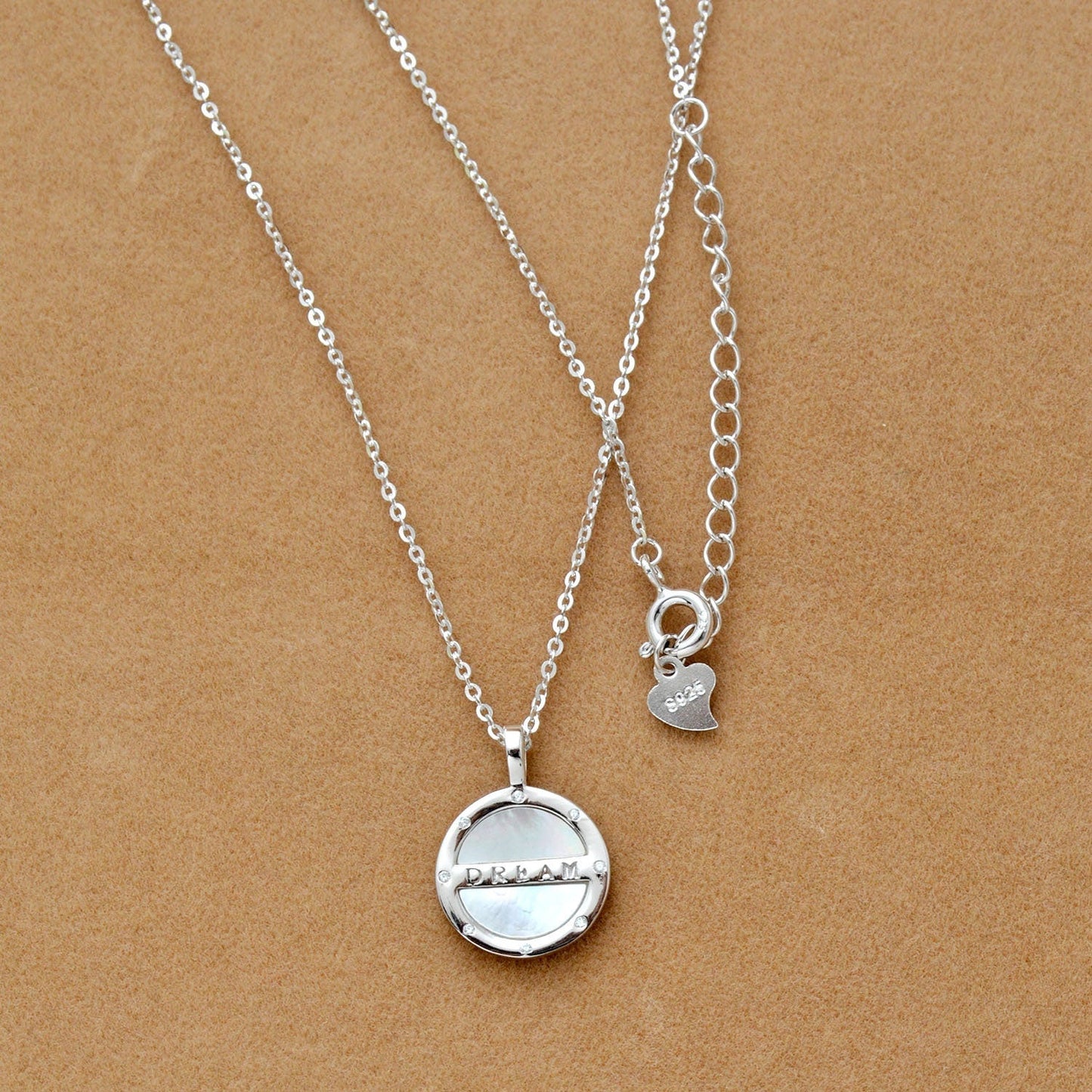 Mother Of Pearl Necklace Silver 18" - Kanika Creations