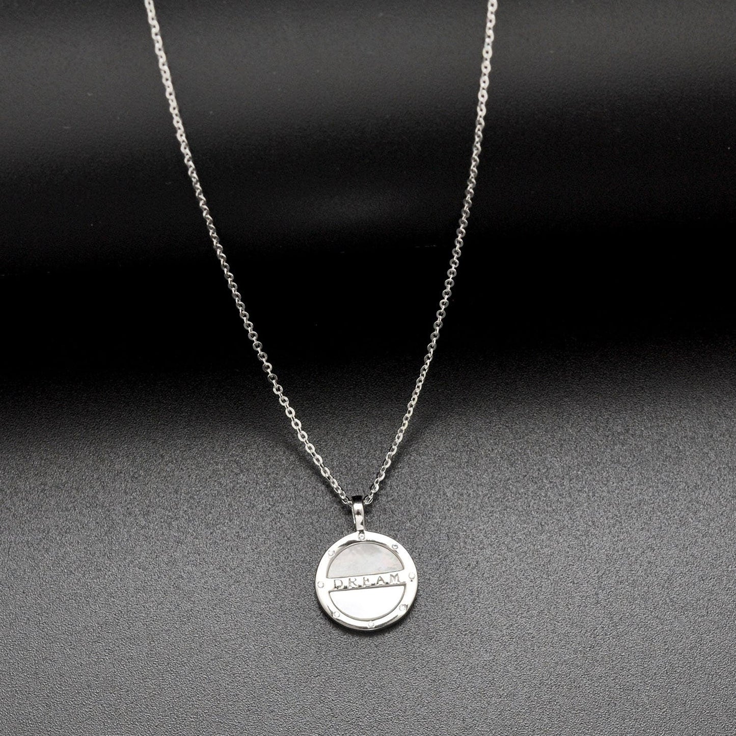 Mother Of Pearl Necklace Silver 18" - Kanika Creations