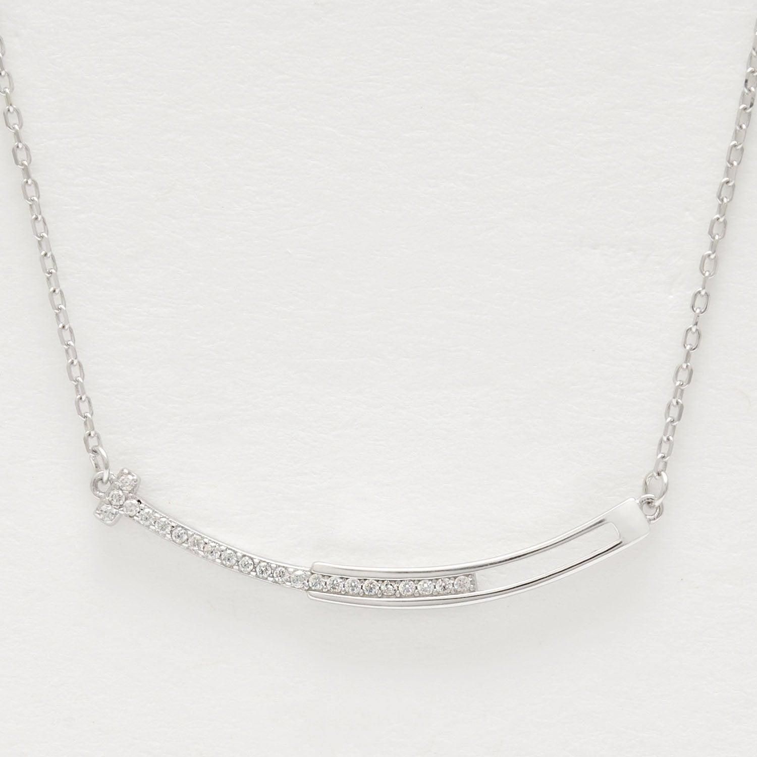 925 Sterling Silver Cubic Zircon Bezel Bar Necklace - Kanika Creations