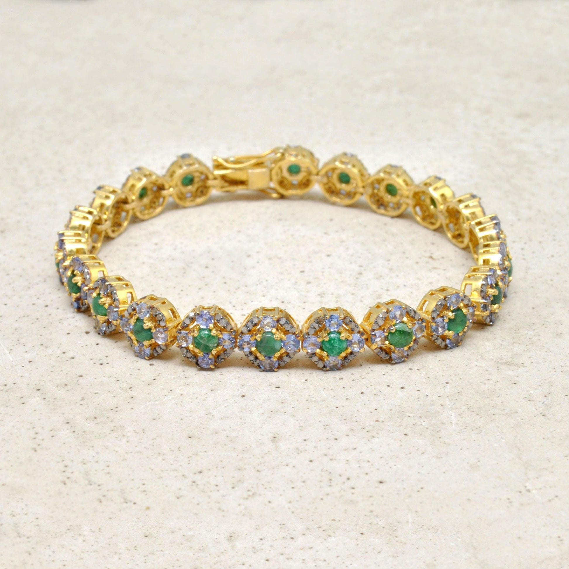 Victorian Emerald Diamond Bracelet Jewelry - Kanika Creations