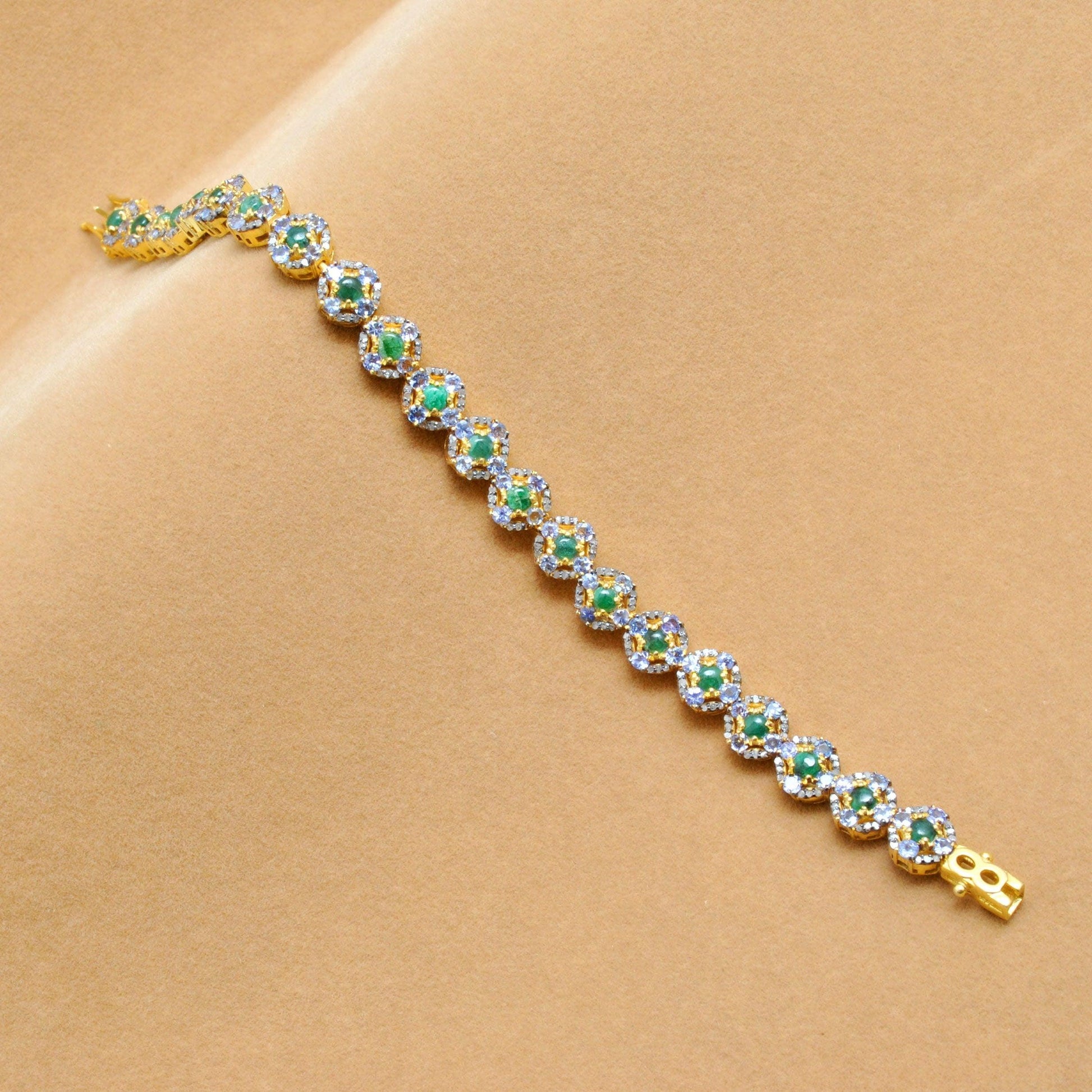 Victorian Emerald Diamond Bracelet Jewelry - Kanika Creations