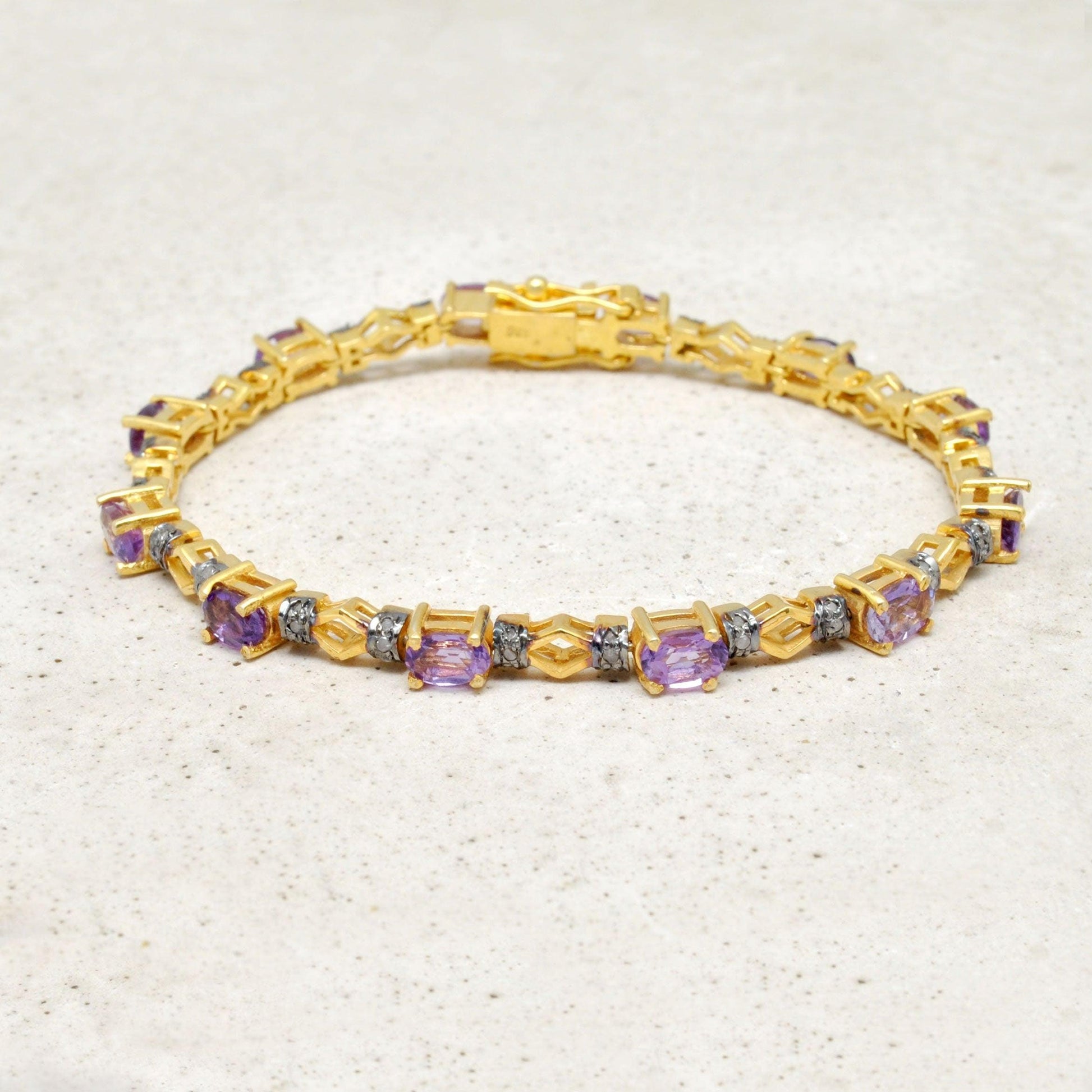 Victorian Amethyst Silver Bracelet Diamond Jewelry - Kanika Creations