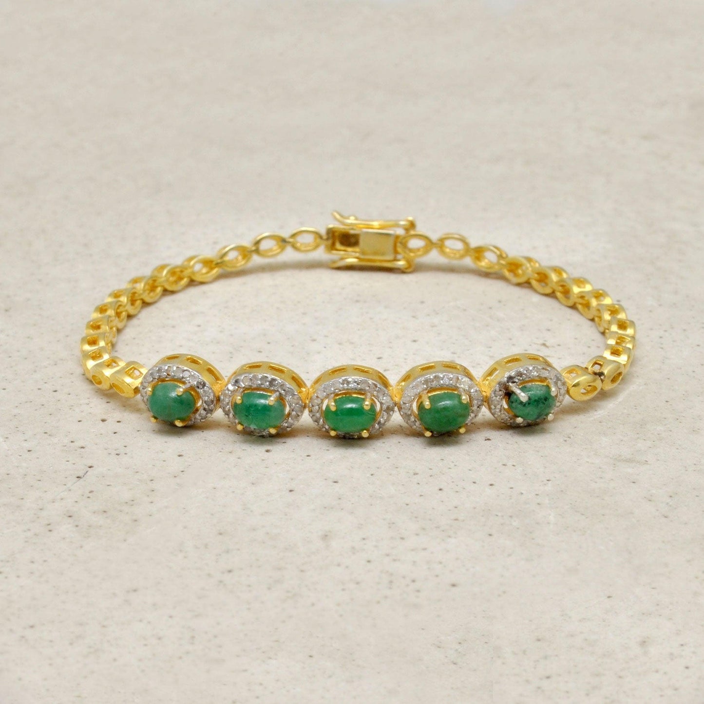 Diamond With Natural Emerald Bracelet Jewelry - Kanika Creations