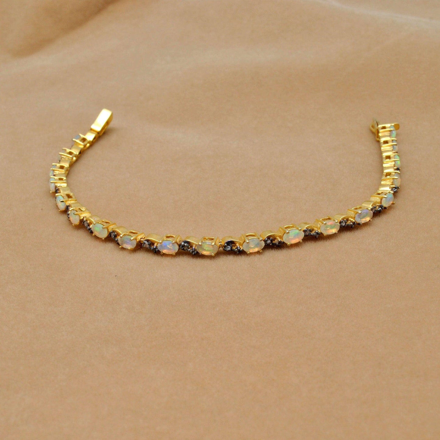 Opal Diamond Tennis Bracelet Bracelet Birthstone Jewelry - Kanika Creations