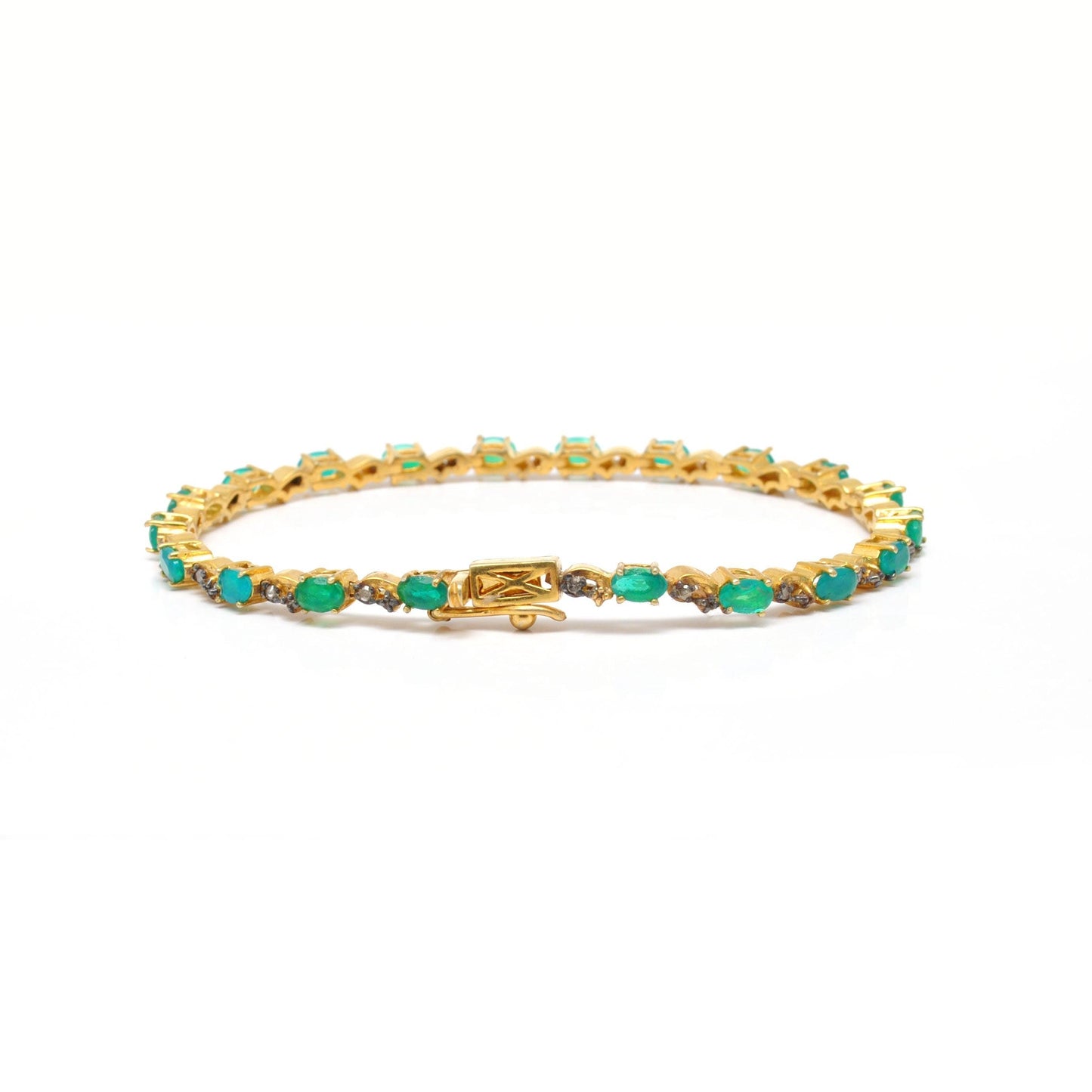 18k Gold Green Opal Bracelet Diamond Jewelry - Kanika Creations