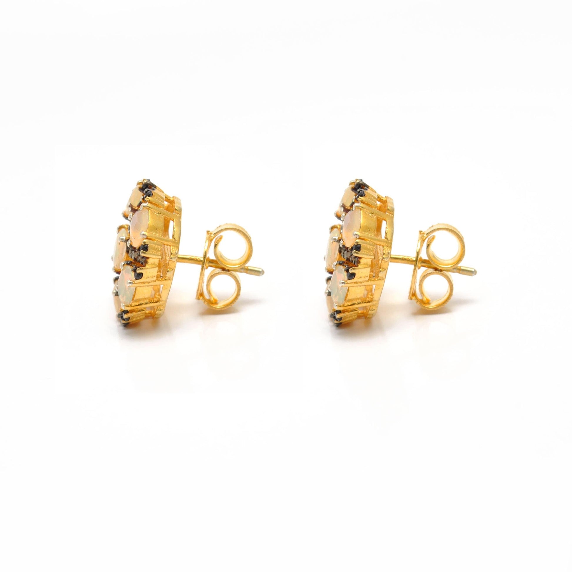 Victorian Opal Diamond Earring Jewelry Stud - Kanika Creations