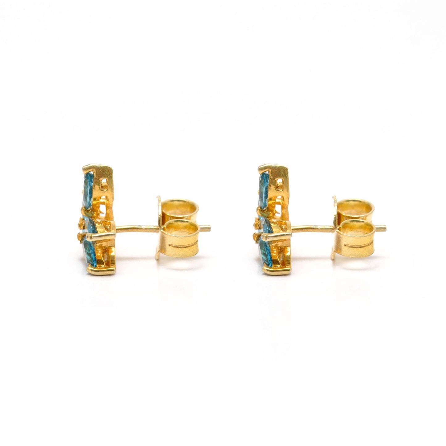 Natural Blue Topaz Stud Earring Silver Jewelry - Kanika Creations