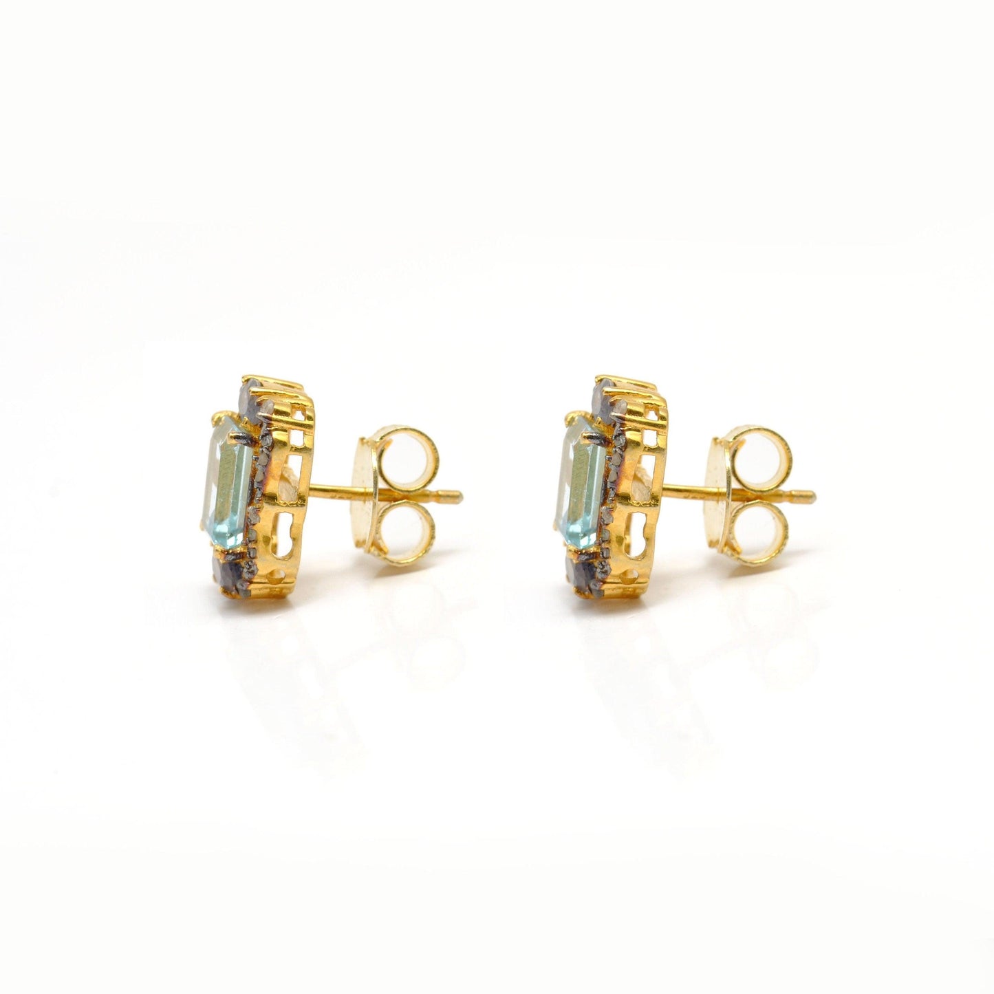 Blue Topaz Diamond Earrings Stud Earring - Kanika Creations