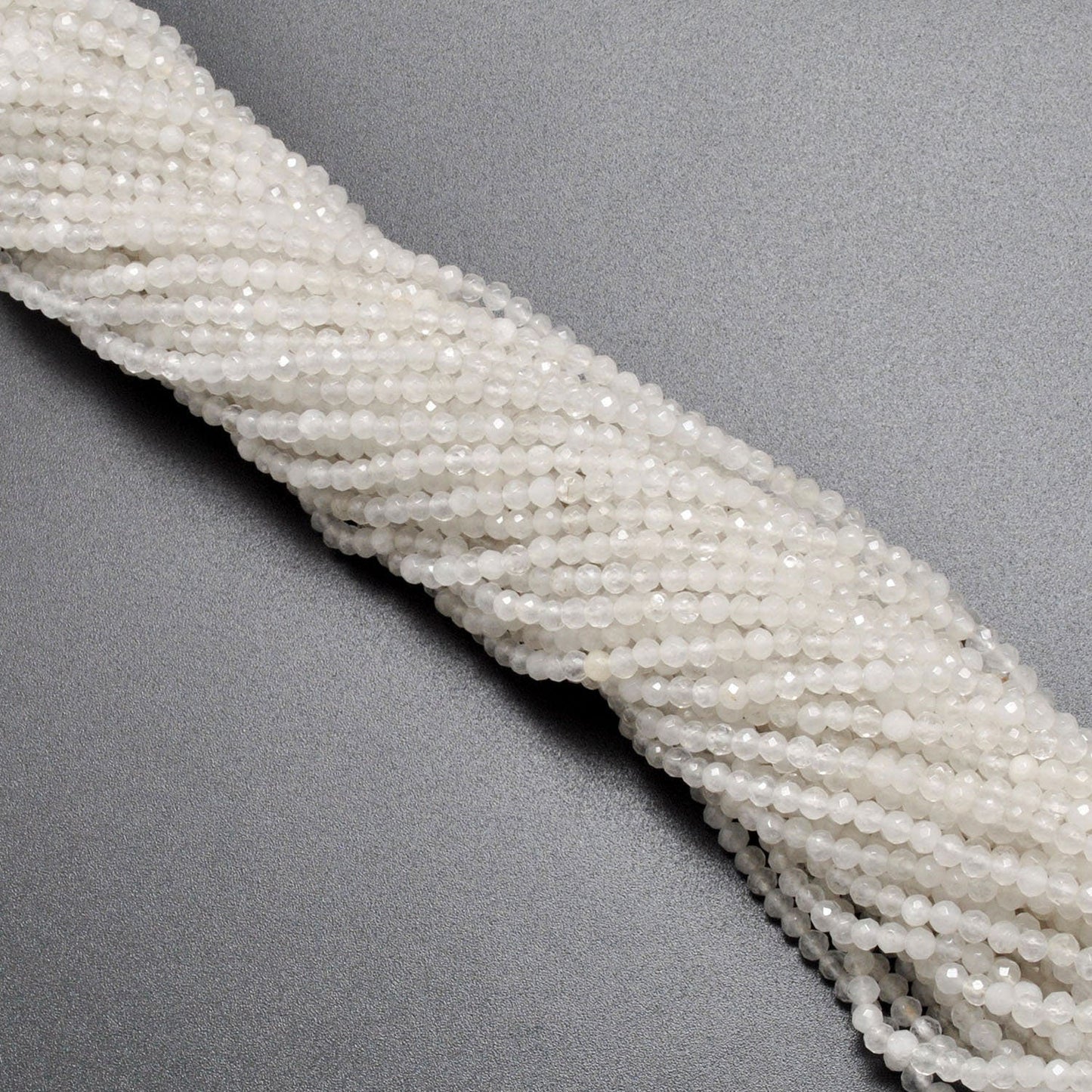 Natural White Quartz Round Faceted Gemstone Beads 15" - Kanika Creations