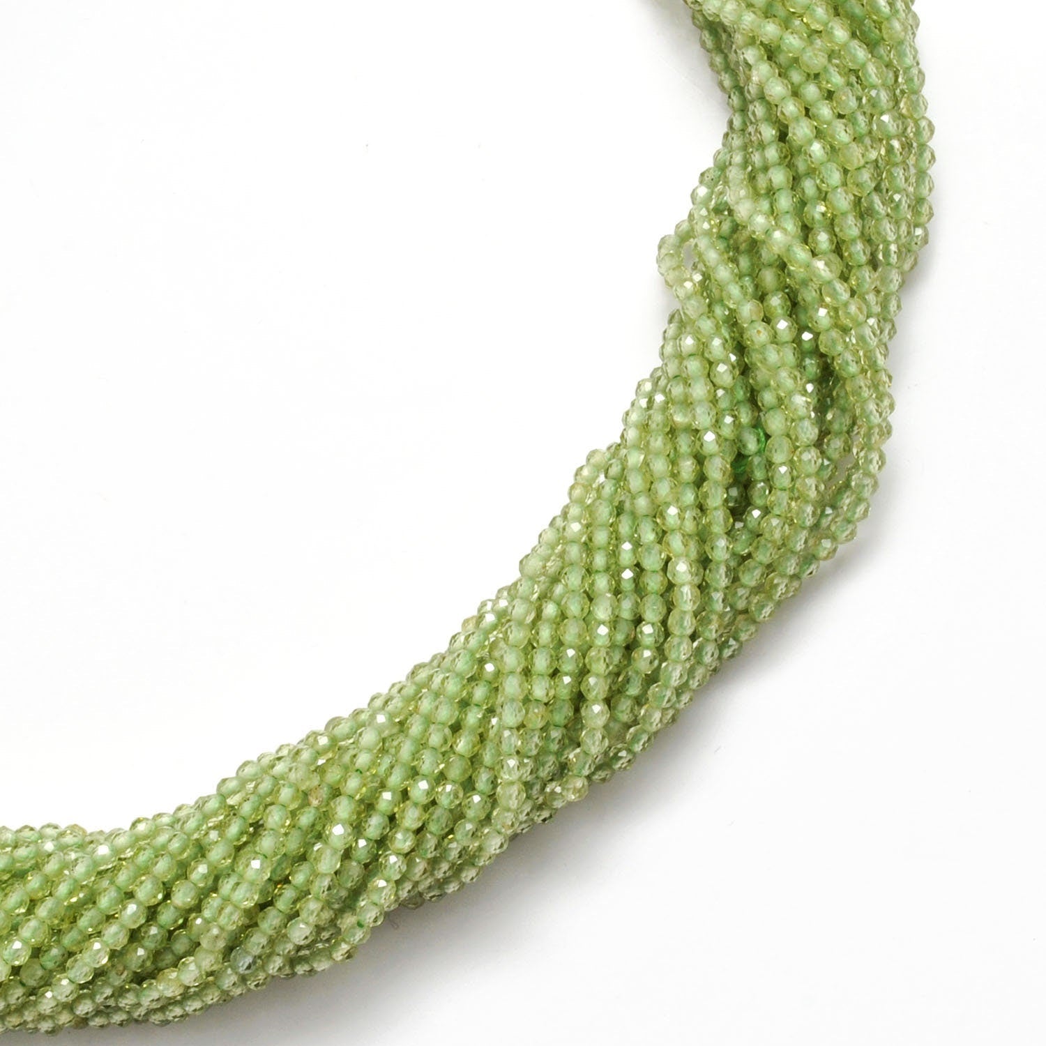Natural Green Peridot Round Faceted Gemstone Beads 12.5" Strand - Kanika Creations