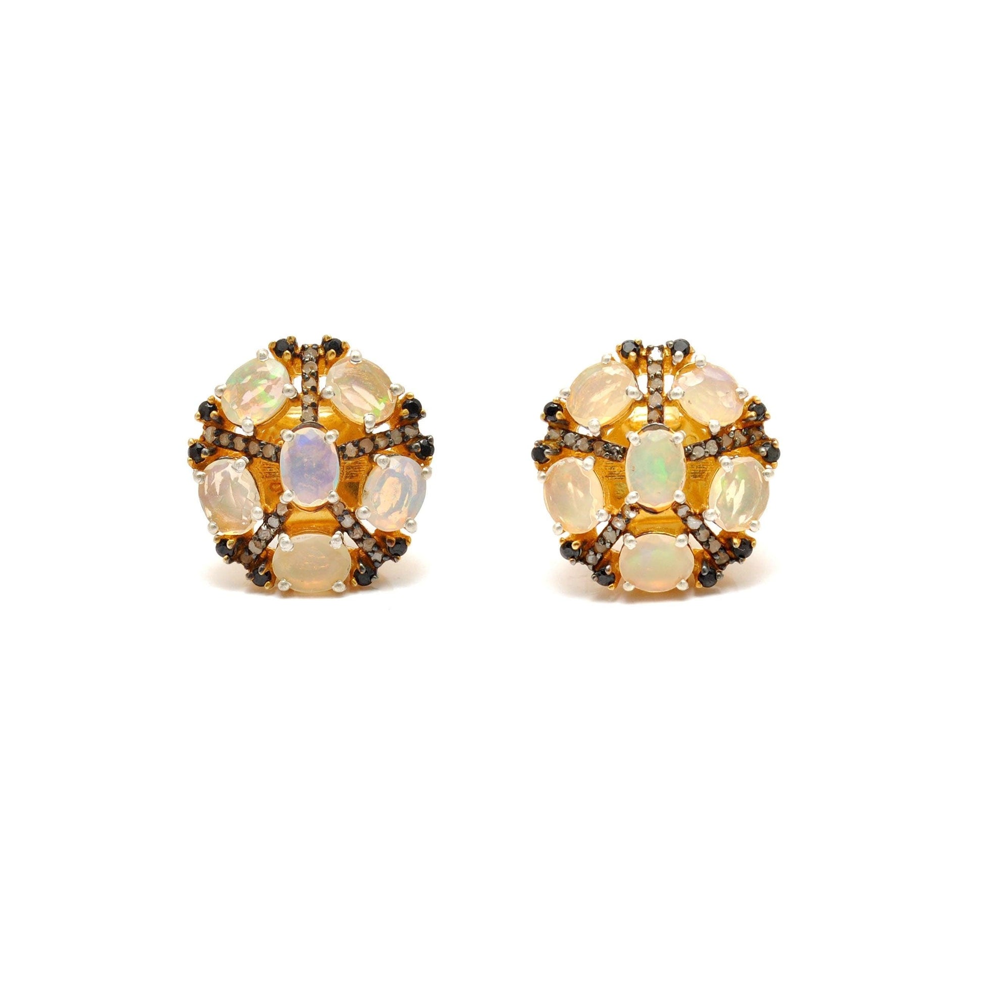 Victorian Opal Diamond Earring Jewelry Stud - Kanika Creations