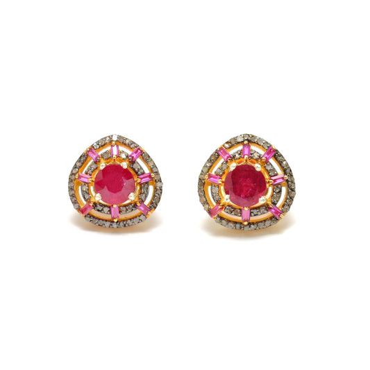 Ruby Diamond Stud Earring Jewelry - Kanika Creations