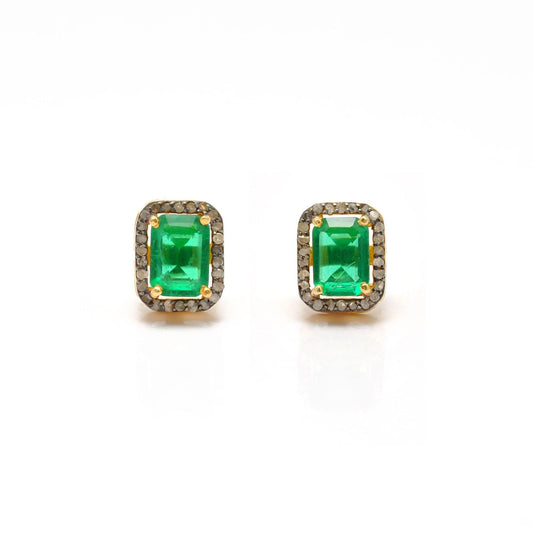 Emerald diamond studs Jewelry - Kanika Creations