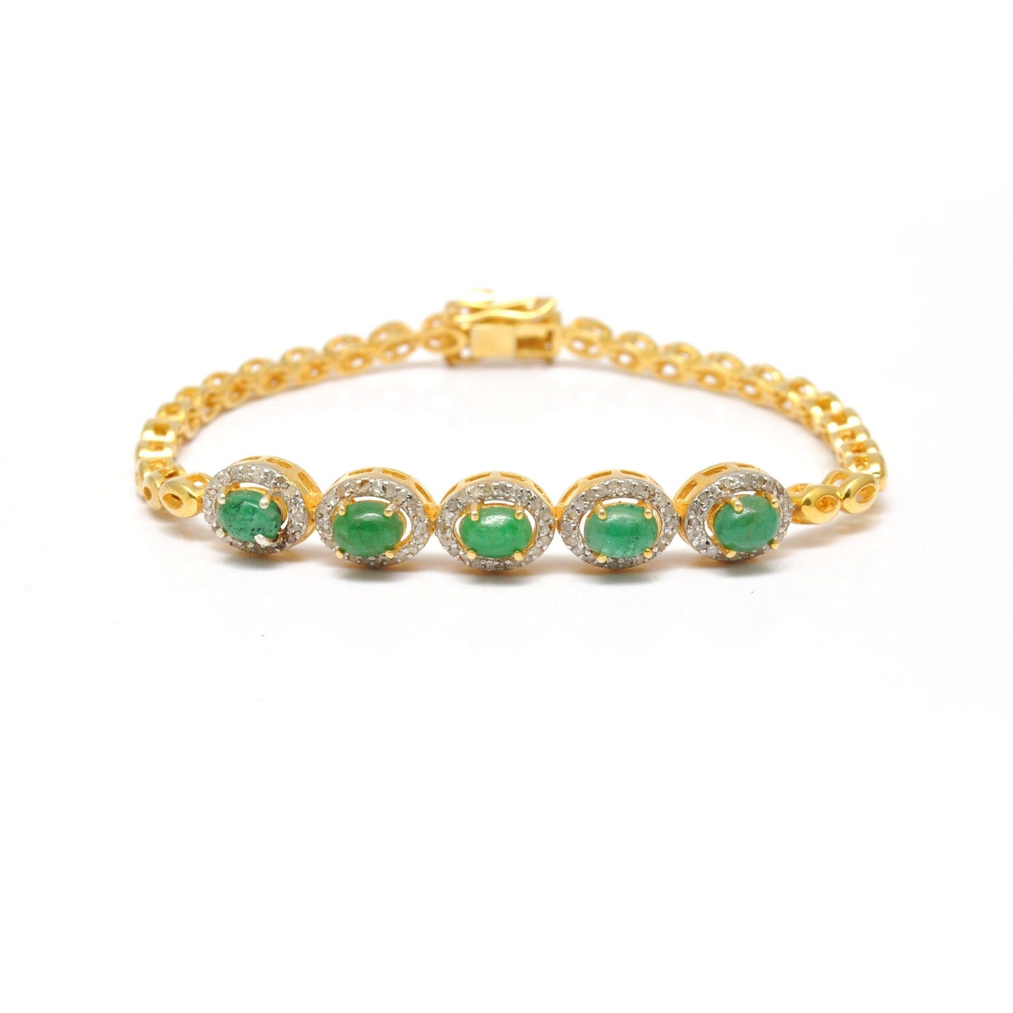 Diamond With Natural Emerald Bracelet Jewelry - Kanika Creations