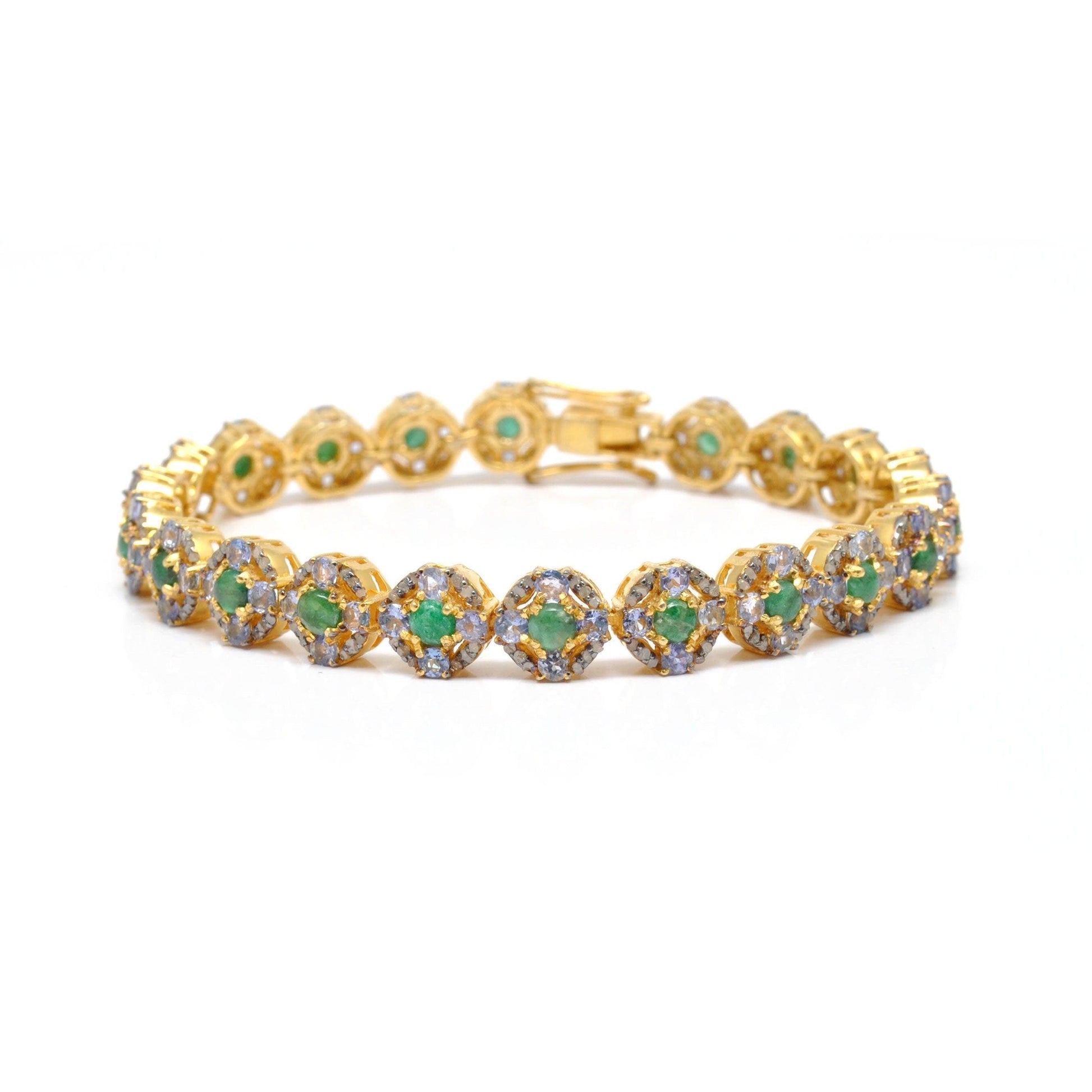 Victorian Emerald Diamond Bracelet Jewelry - Kanika Creations
