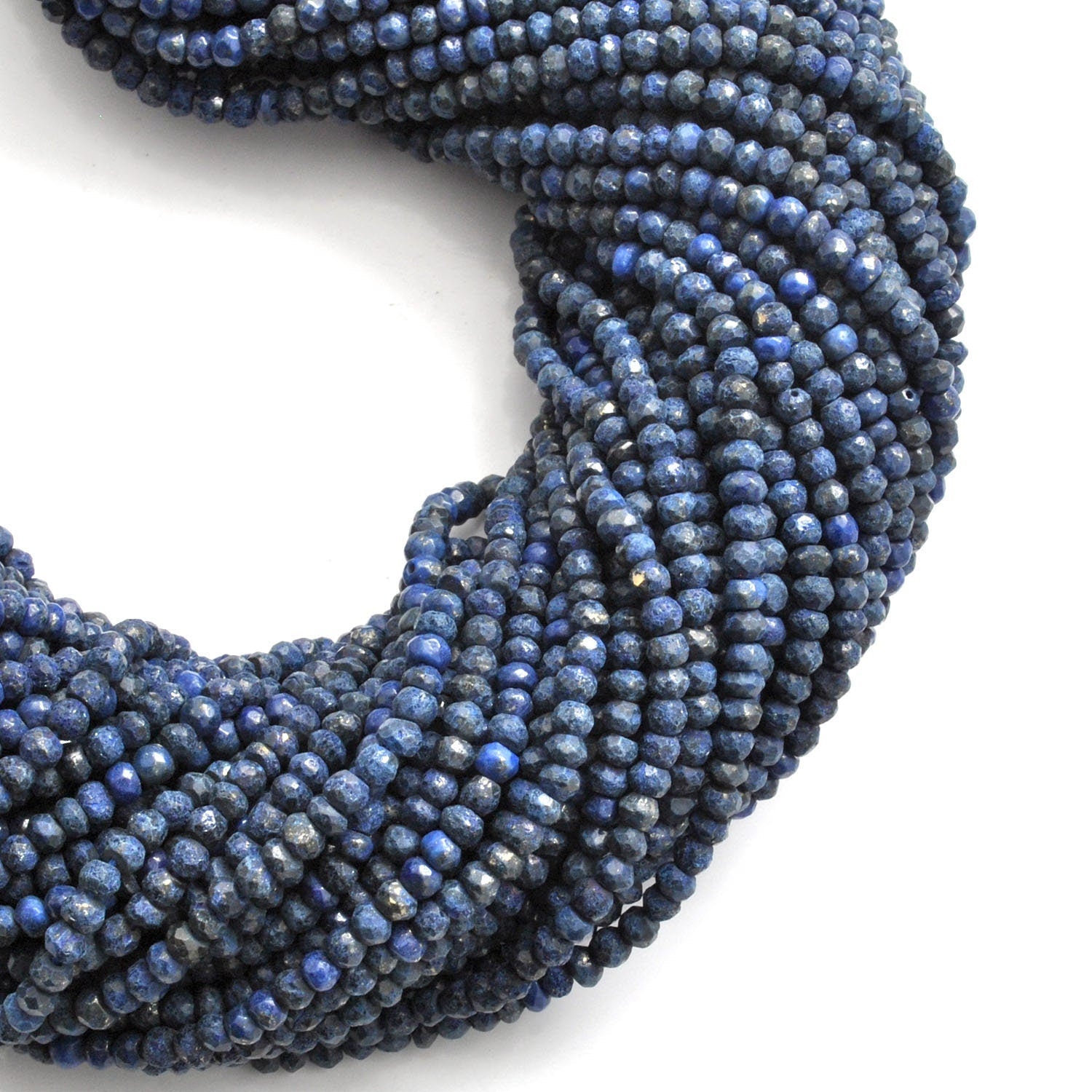 Lapis Lazuli Faceted Rondelle Gemstne Beads 3.5mm 13" Strand - Kanika Creations