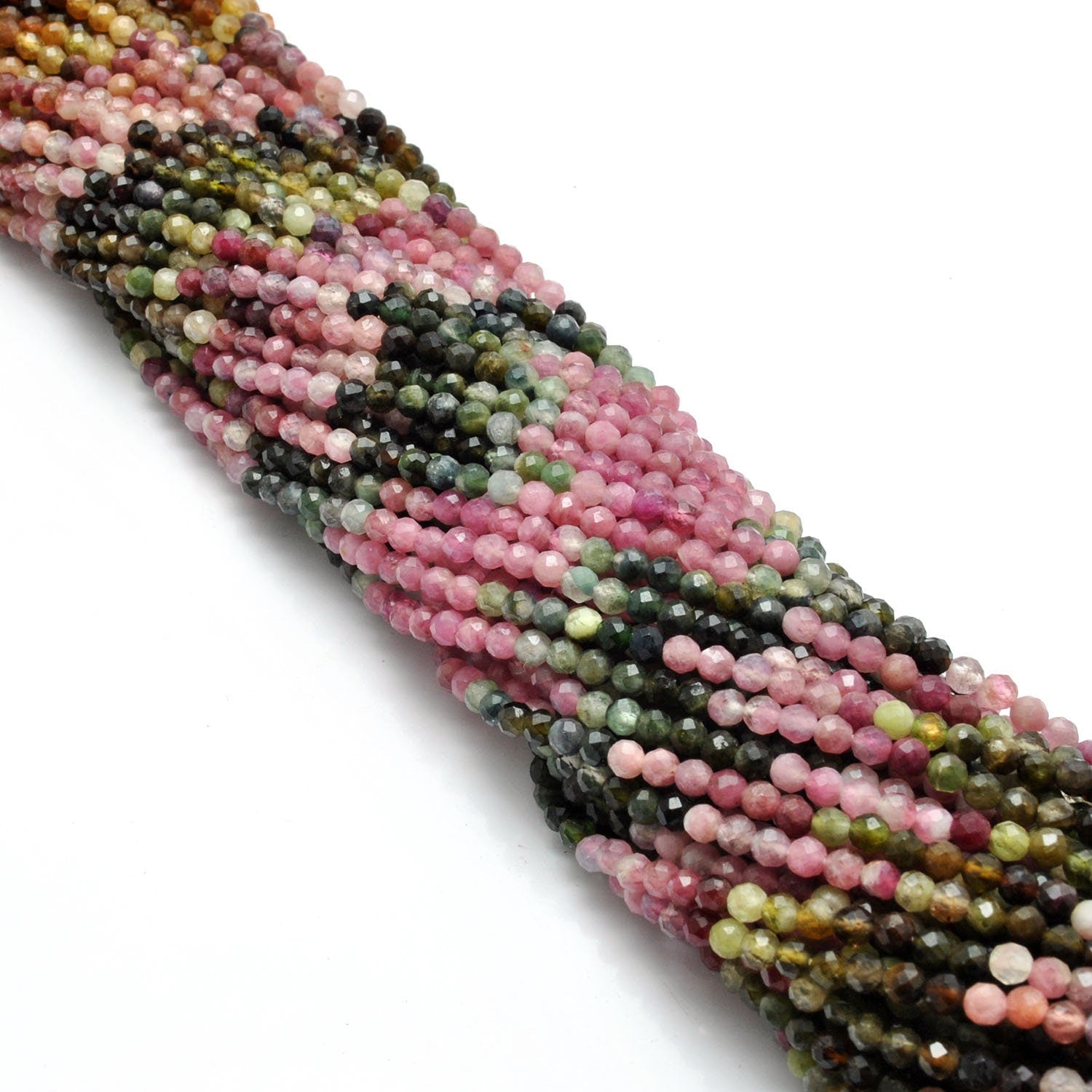 Natural Multi Tourmaline Round Faceted Gemstone Beads 12.5" Strand - Kanika Creations