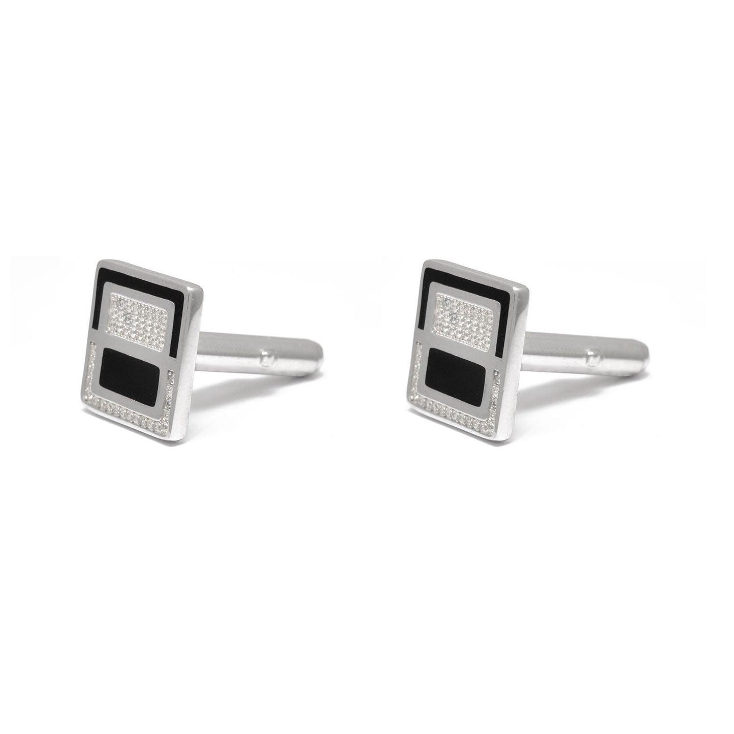 Sterling Silver Cufflinks with CZ Stones - Kanika Creations