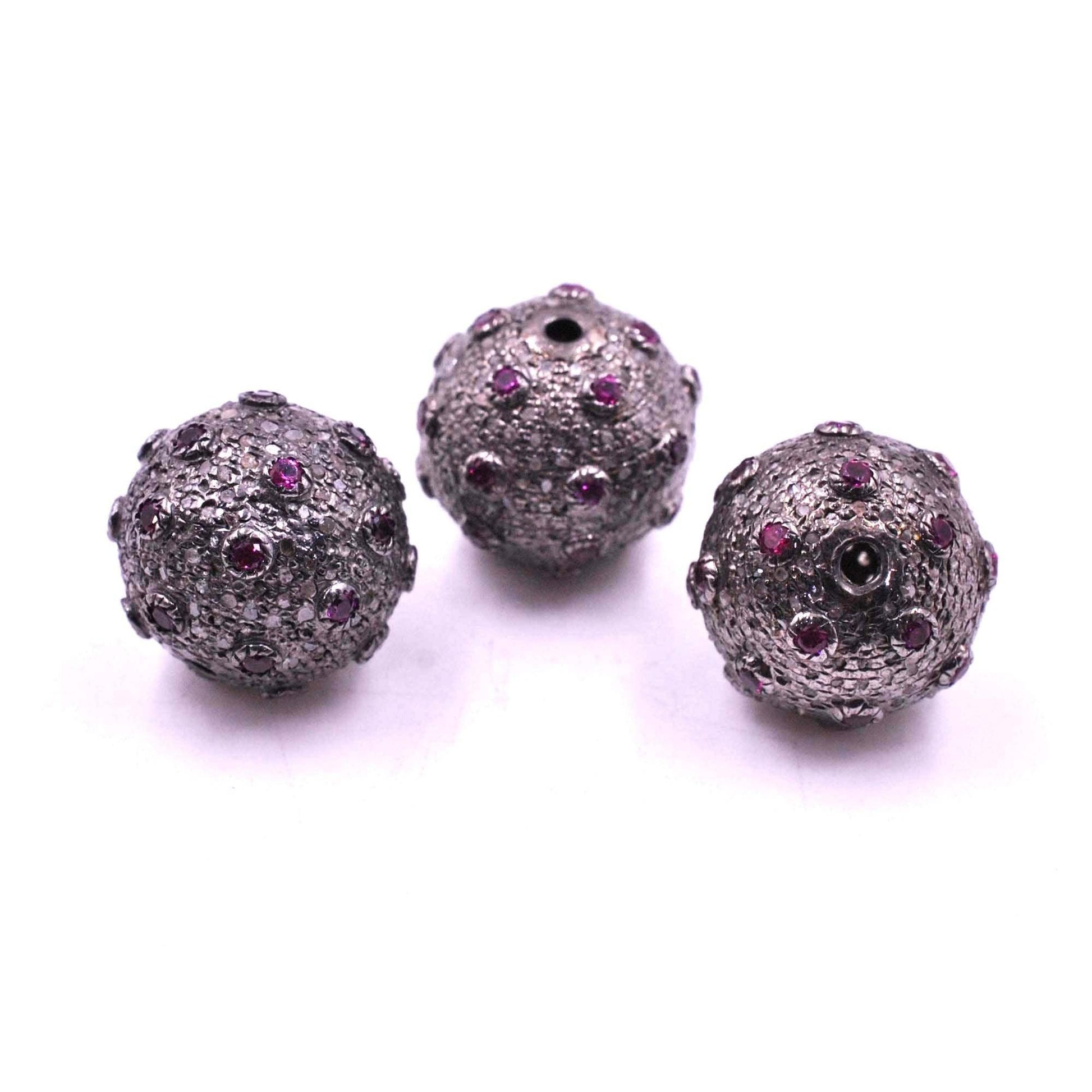 925 Sterling Silver Ruby Spacer Finding Beads - Kanika Creations