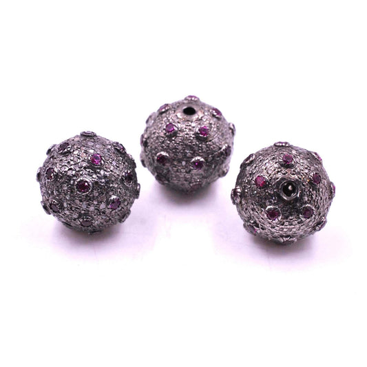 925 Sterling Silver Ruby Spacer Finding Beads - Kanika Creations