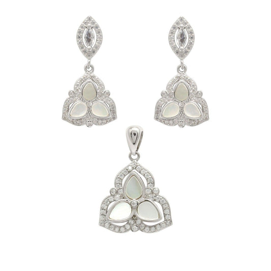 Sterling Silver Mother of Pearl & Cubic Zirconia Pendant - Kanika Creations