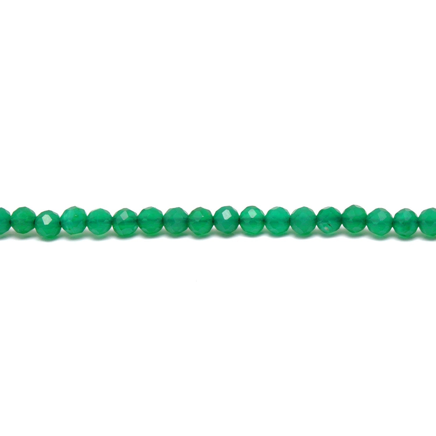 Natural Green Onyx Round Faceted Gemstone Beads 3-3.5mm 12.5" Strand - Kanika Creations
