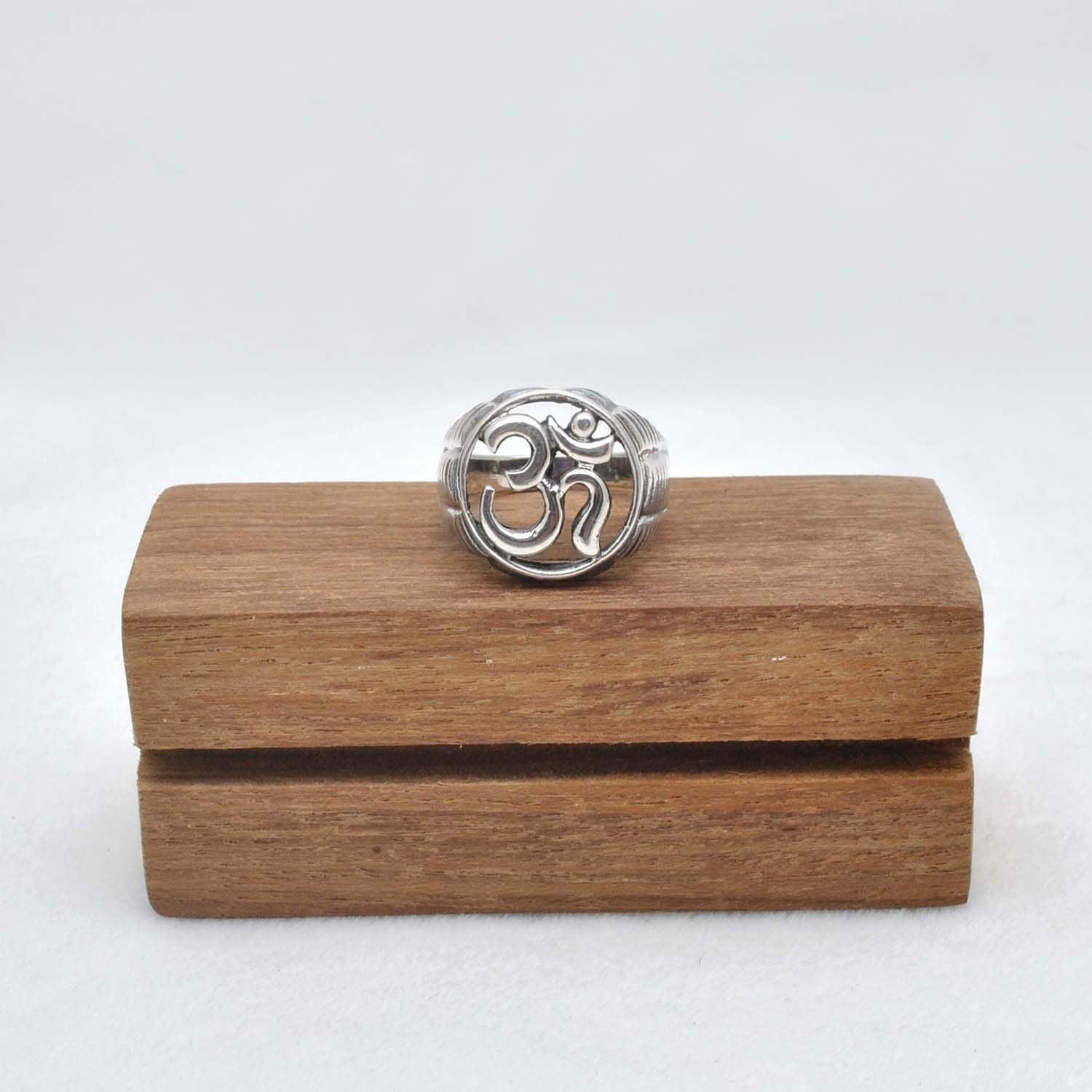 Silver Om Ring Size 10 Spiritual Jewelry - Kanika Creations