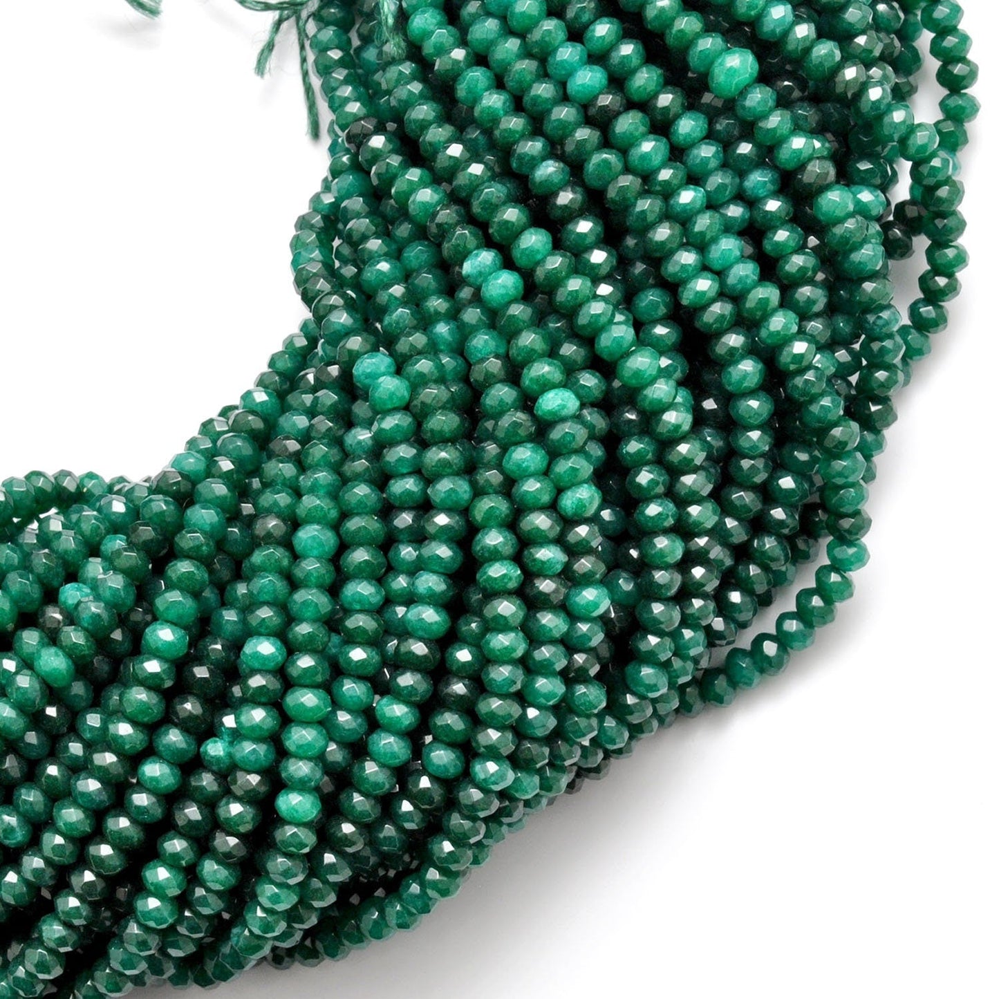 Green Quartz Faceted Rondelle Gemstone Beads 13" Strand - Kanika Creations