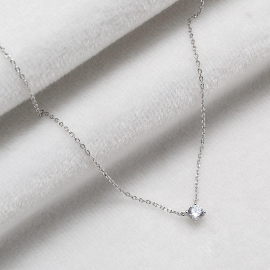 925 Sterling Silver Cubic Zirconia Minimalist Necklace - Kanika Creations