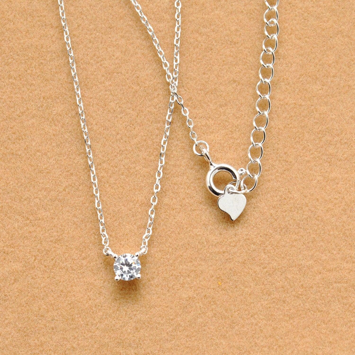 925 Sterling Silver Cubic Zirconia Minimalist Necklace - Kanika Creations