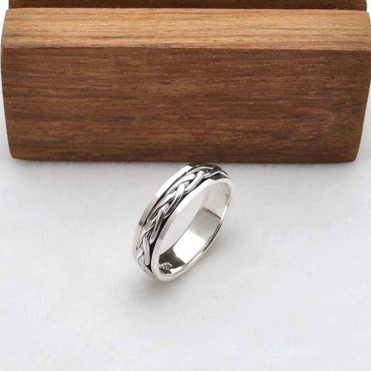 Sterling Silver Fidget Curb Ring Size 12 - Kanika Creations