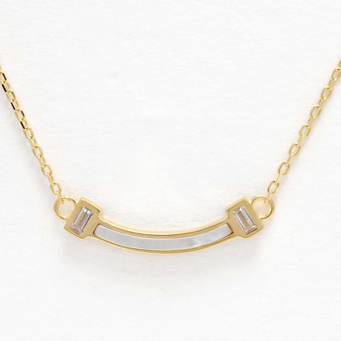 Dainty Bar Pearl CZ Bezel Bar Necklace - Gift For Mom - Kanika Creations
